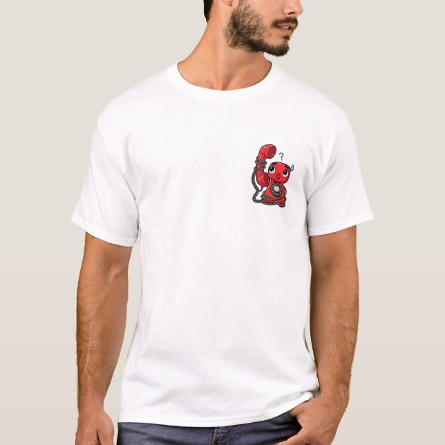 Camiseta Cute Confused Red Rotary Telephone (Frente)