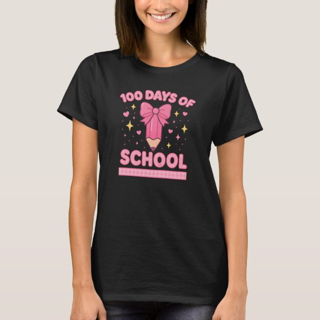 Camiseta Cute Coquette Bow 100 Days of School Girls (Frente)