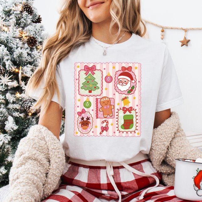 Camiseta Cute Coquette Girly Frames Christmas (Criador carregado)