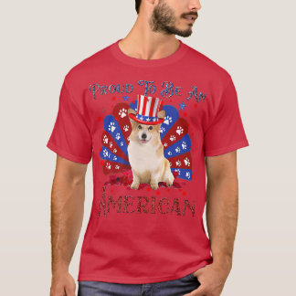 Camiseta Cute Corgi American Flag Lover Feliz 4 De Julho45
