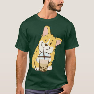 Camiseta Cute Corgi And Boba Dog Bubble Milk Tea Lovers-713