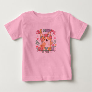 Camiseta Cute Corgi Coroa Floral Seja Feliz Seja Você Seja
