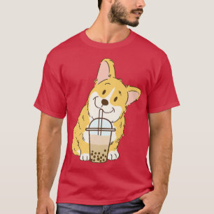 Camiseta Cute Corgi E Boba Dog Bubble milk Lovers-714