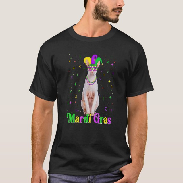 Camiseta Cute Cornish Rex Cat Animals Mardi Gras Carnivals (Frente)
