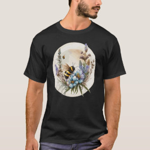 Camiseta Cute Cottagecore Botanic Flower Bumblebee Watercol