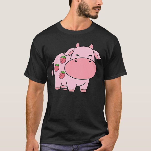 Camiseta Cute Cow Milk Yoghurt Strawberry (Frente)