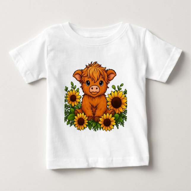 Camiseta Cute Cow with Sunflowers (Frente)