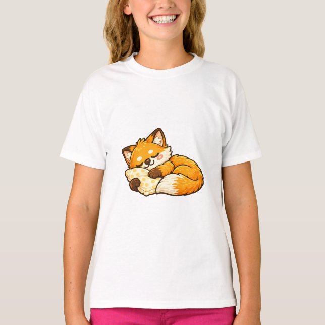 Camiseta Cute Cozy Sleeping Fox (Frente)