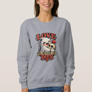 Camiseta Cute Crânio de Fantasma Amor Nunca Morre Vintage H