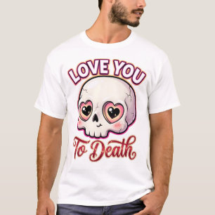 Camiseta Cute Crânio Gótico de Dia dos Namorados – Te Amo A