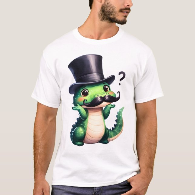 Camiseta Cute Crocodile Gentleman Fun Art (Frente)