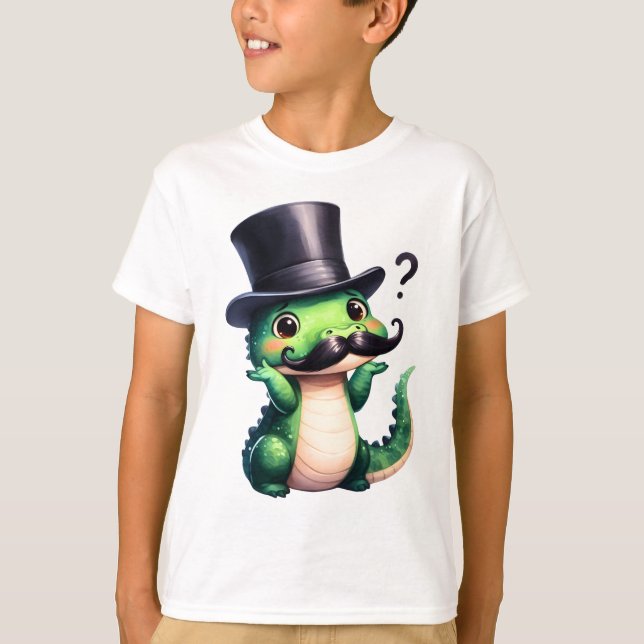 Camiseta Cute Crocodile Gentleman Fun Art (Frente)