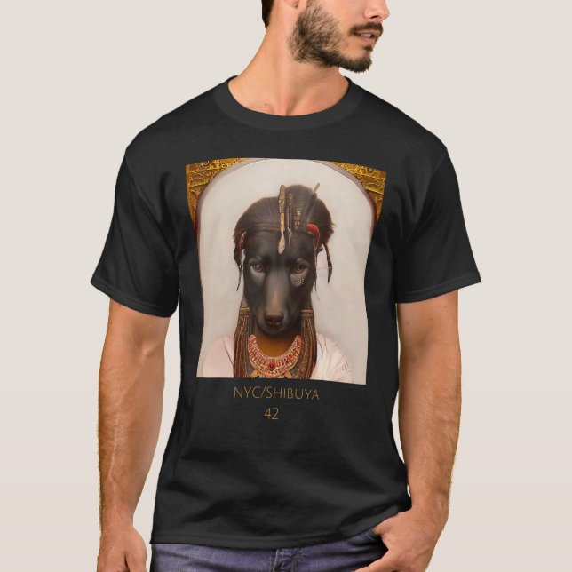Camiseta Cute cuddly   face portrait of an Ancient dog as C (Frente)