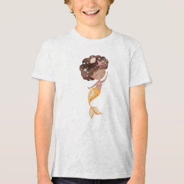 Camiseta Cute Curly Hair Mermaid with Golden Tail