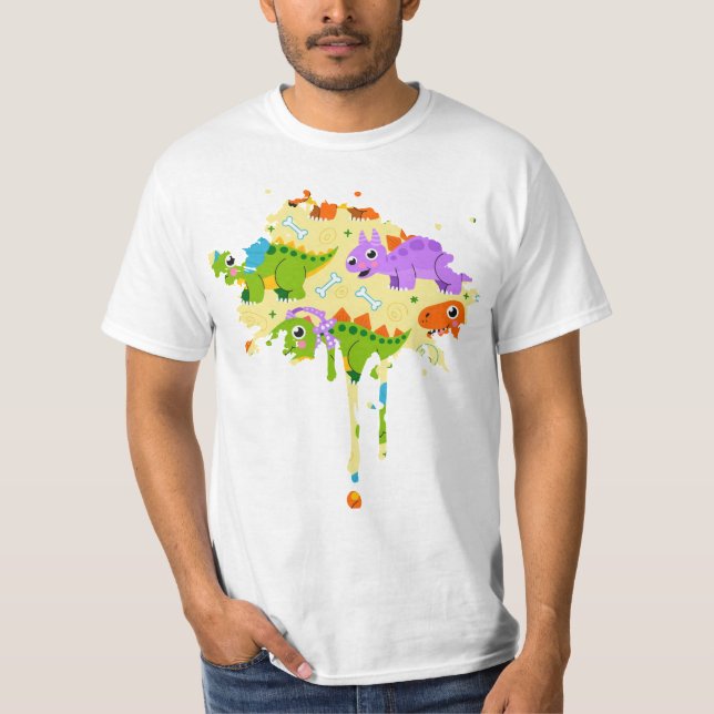 Camiseta Cute Customizable Dinsosaur Print (Frente)