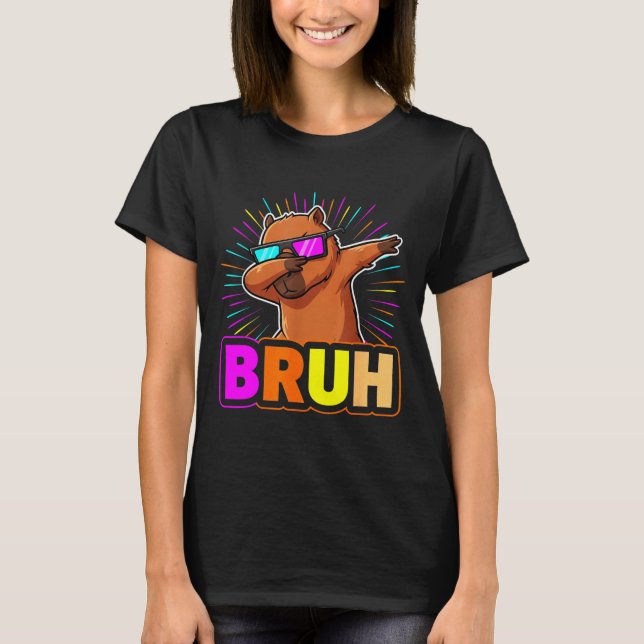 Camiseta Cute Dabbing Capybara Funny Animal Meme Capy Lover (Frente)