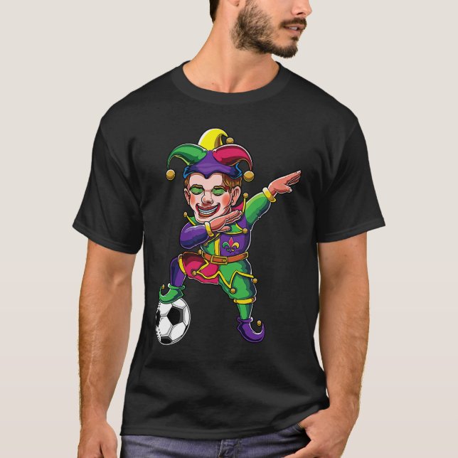 Camiseta Cute Dabbing Mardi Gras Jester Soccer Lover Dab Co (Frente)