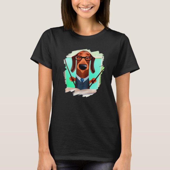 Camiseta Cute Dachshund Chiweenie Teacher Professor School  (Frente)