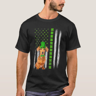 Camiseta Cute Dachshund Saint Patrick S Day American Flag D