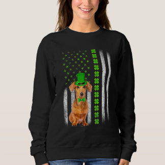 Camiseta Cute Dachshund Saint Patrick S Day American Flag D