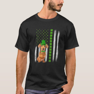 Camiseta Cute Dachshund Saint Patrick's Day American Flag D