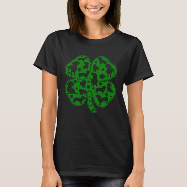 Camiseta Cute Dachshund Wiener Dog Shamrock C Saint Patrick (Frente)