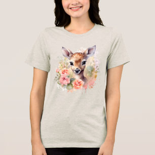 Camiseta Cute Deer Cercado Por Rosas