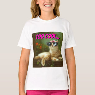 Camiseta Cute Desativado Um Gato De Ouvido Com Óculos De So