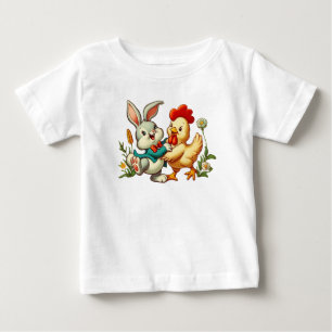 Camiseta Cute, desenho animado vintage de Frango & Coelho