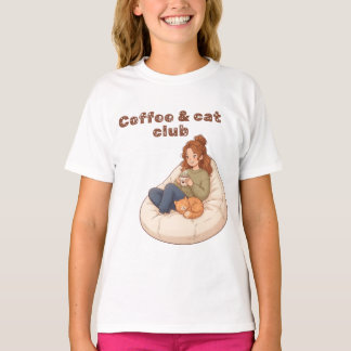 Camiseta Cute design de café & Clube de Gatos