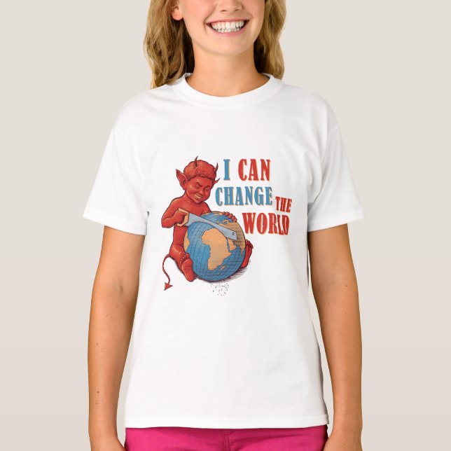Camiseta Cute Devil Kid Cartoon – Funny Dark Humor Design (Frente)