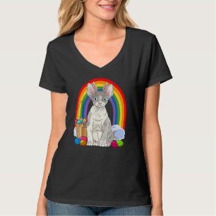 Camiseta Cute Devon Rex Cat Rainbow Felz pascoa Coelho