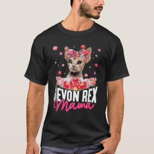 Camiseta Cute Devon Rex Mama Flor Bandana Cat Lover Mothe