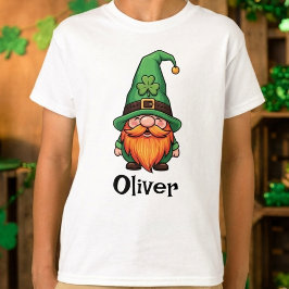 Camiseta Cute Dia de São Patrício Gnome Leprechaun Sortudo 