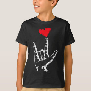 Camiseta Cute Dia dos Namorados_ Eu Te Amo Sinal de Linguag