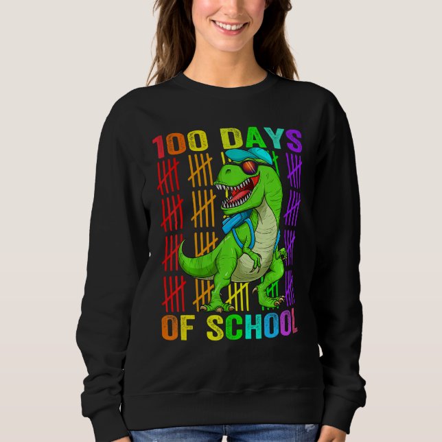 Camiseta Cute Dinosaur Student Boys Kids Gift 100 Days Of S (Frente)