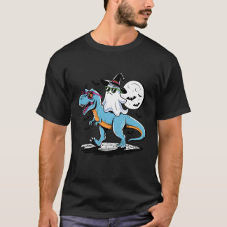 Camiseta Cute Dinosaur T rex and Ghost for Halloween