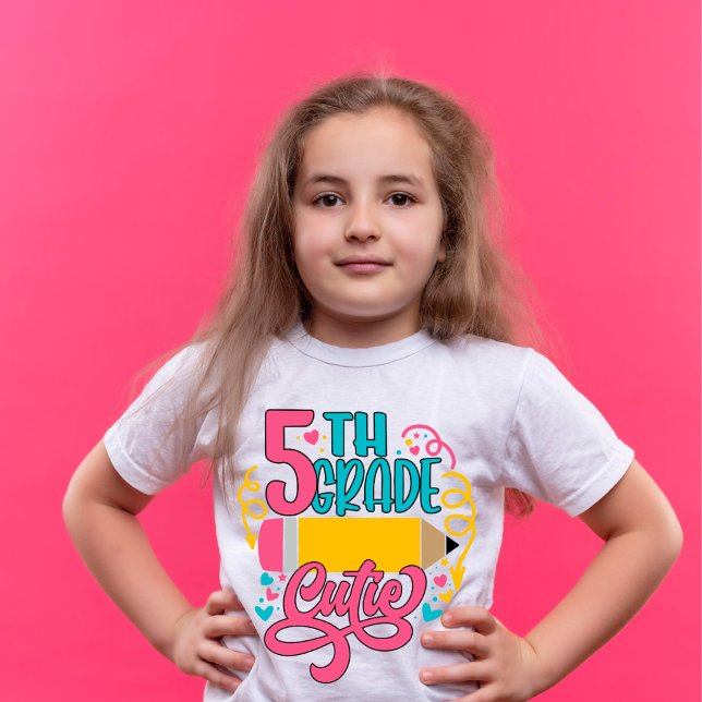 Camiseta Cute do 5º Ano de Volta às Aulas (Criador carregado)