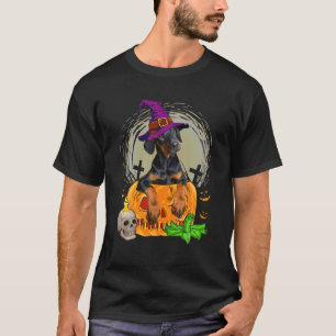 Camiseta Cute Doberman Witch Pumpkin Halloween Dog Lover