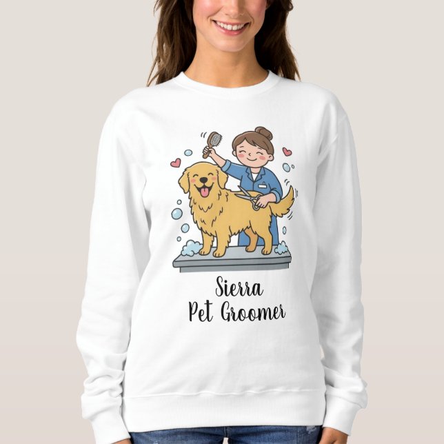 Camiseta Cute Dog Groomer Golden Retriever Business Print (Frente)