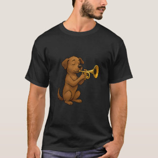 Camiseta Cute Dog Playing Trumpet, Funny Dog Trumpet
