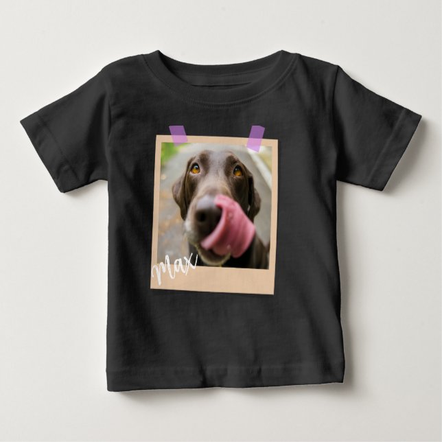 Camiseta Cute Dog Polaroid Style Photo Art (Frente)