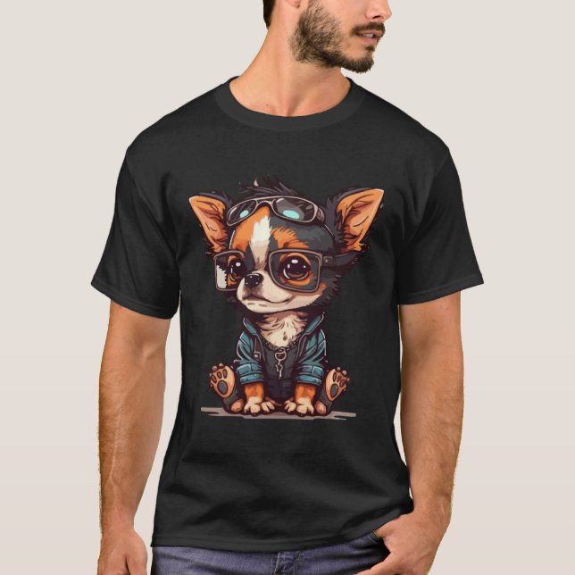 Camiseta Cute Dog with Sunglasses  1 (Frente)