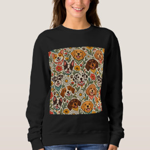 Camiseta Cute Dogs and Colorful Floral Pattern