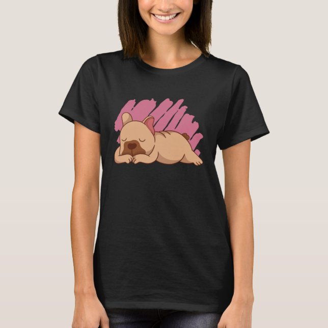 Camiseta Cute Dogs Sleeping French Bulldog (Frente)