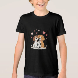 Camiseta Cute Dogs with Soccer Ball on Valentines Day