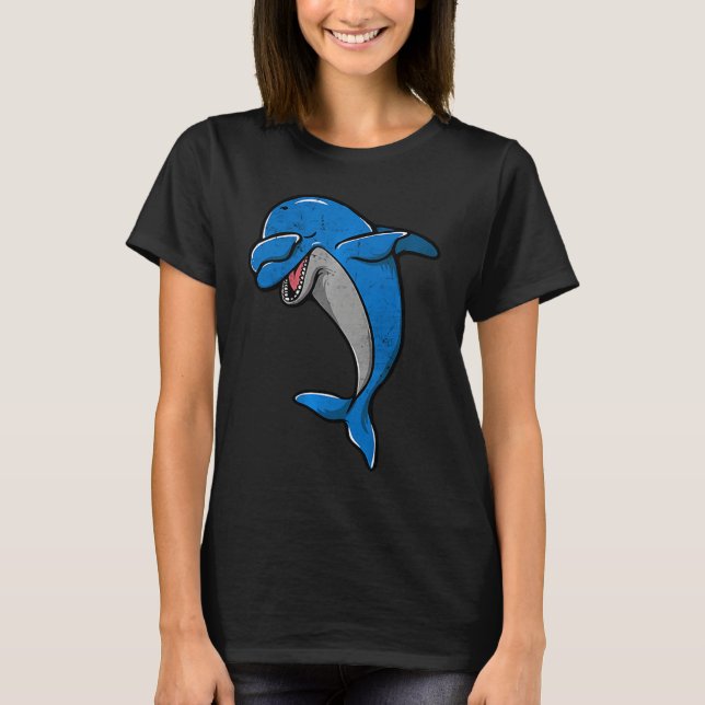 Camiseta Cute Dolphins Whales Dabbing Dolphin Whale Boys Gi (Frente)