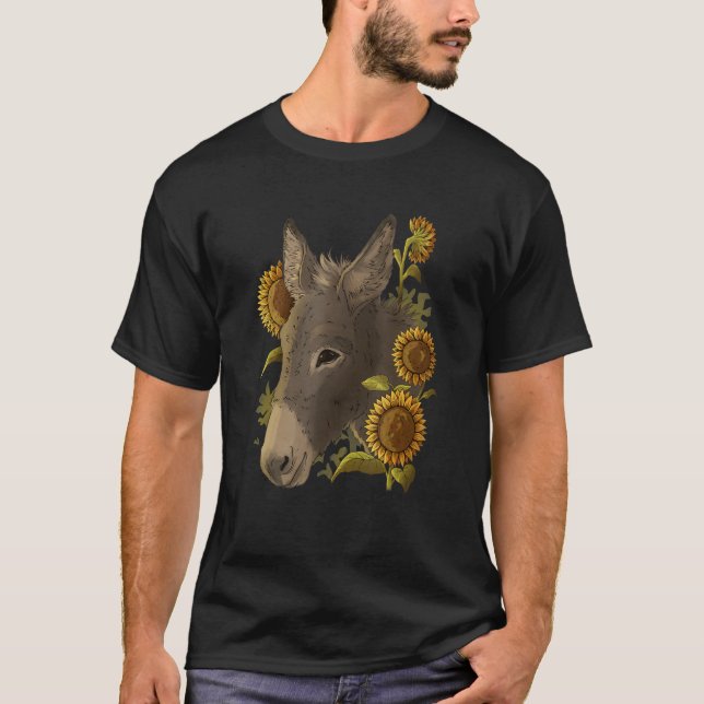 Camiseta Cute donkey mule Muli motif with sunflowers (Frente)
