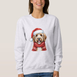Camiseta Cute Doodle Dog Christmas Santa Hat & Scarf