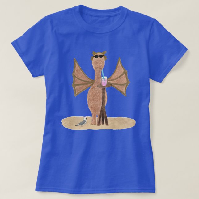 Camiseta Cute Dragon at the Beach Women's  (Frente do Design)